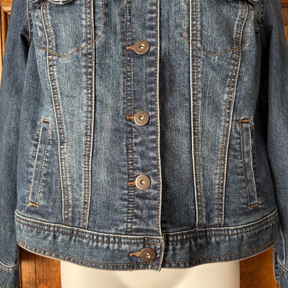 Style & Co Button Close Denim Jacket Petite Medium - Picture 10 of 16